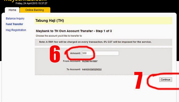 Pindah Duit Maybank2u ke Tabung Haji Online Transfer Maybank to Tabung Haji